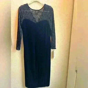 Vintage NWT velvet midi dress sheer embroidered sleeve. Whimsigoth witchy spooky